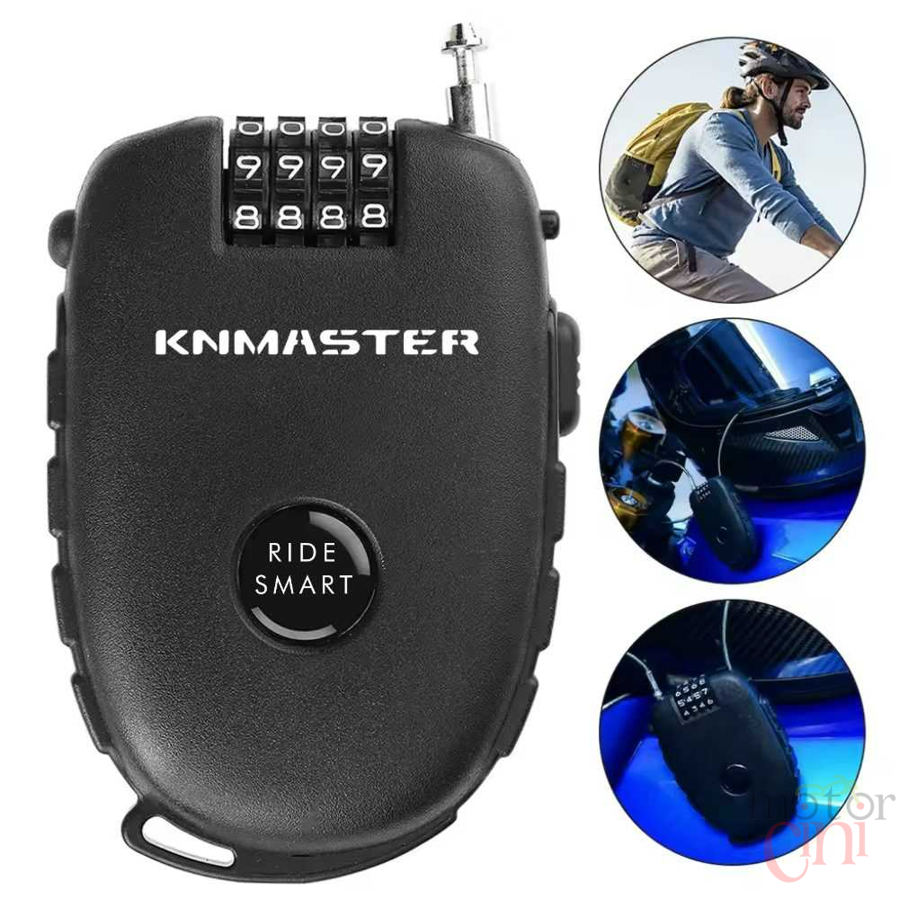 Knmaster Motosiklet Kaskı Kilidi + Knmaster Karbon Çanta Hediyeli – Esnek Kablo ve Üst Düzey Koruma